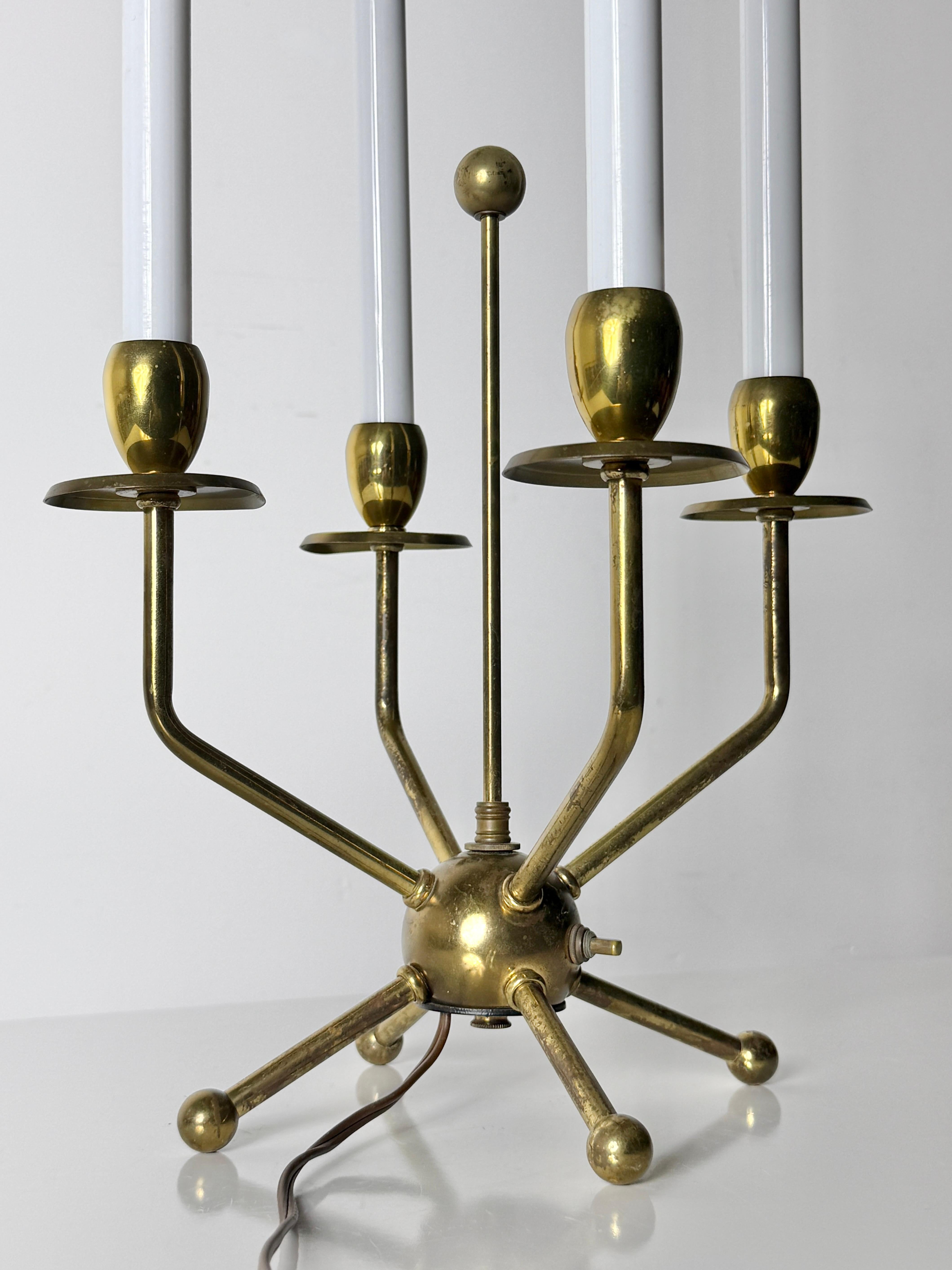 1950's Brass Candelabra Sputnik Table Lamp in the style of Tommi Parzinger 1950s For Sale 2