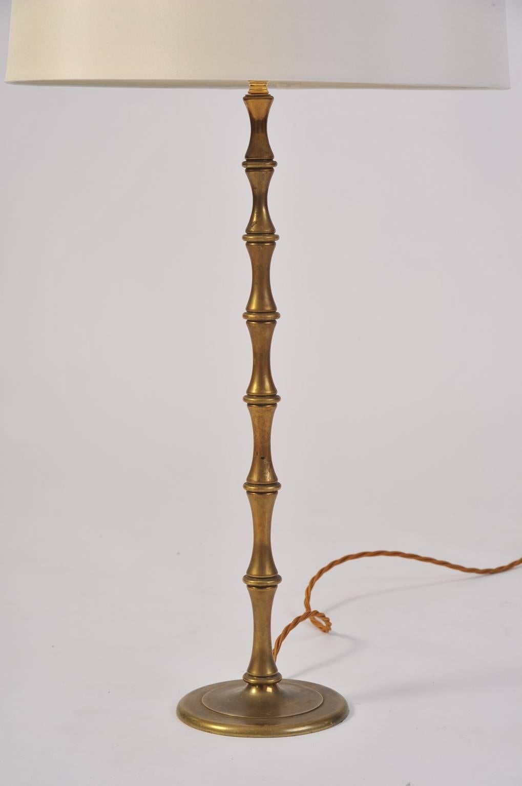 Mid-Century Modern 1950s Brass Stylized Bamboo Lamp
