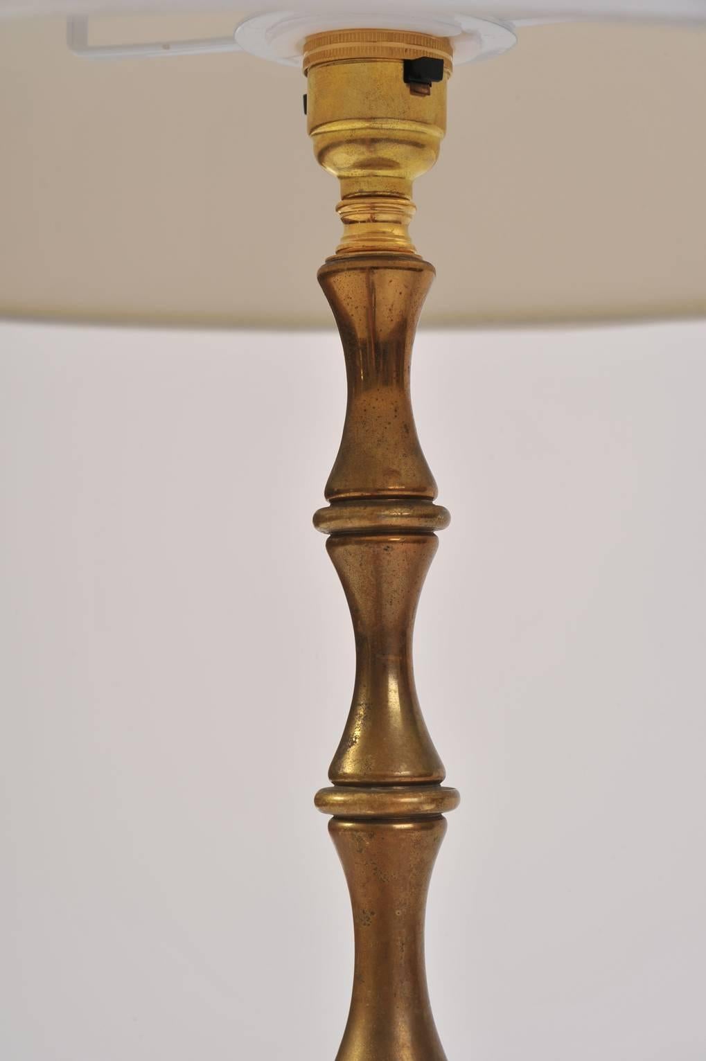 1950s Brass Stylized Bamboo Lamp In Excellent Condition In London, GB