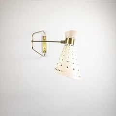 1950s Brass Swing Arm Wall Light in a Style of René Mathieu for Maison Lunel