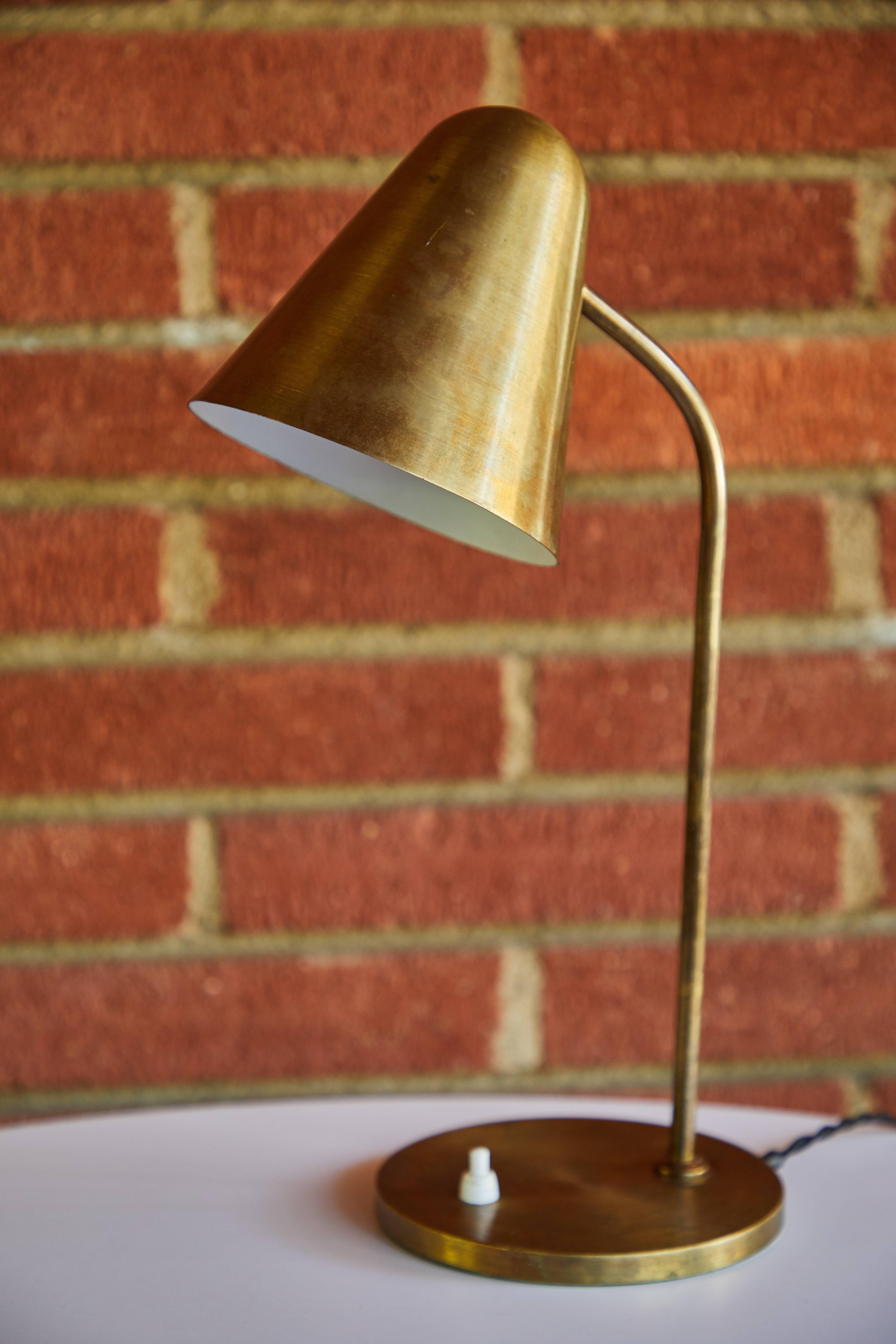 Mid-Century Modern 1950s Brass Table Lamp Attributed to Jacques Biny