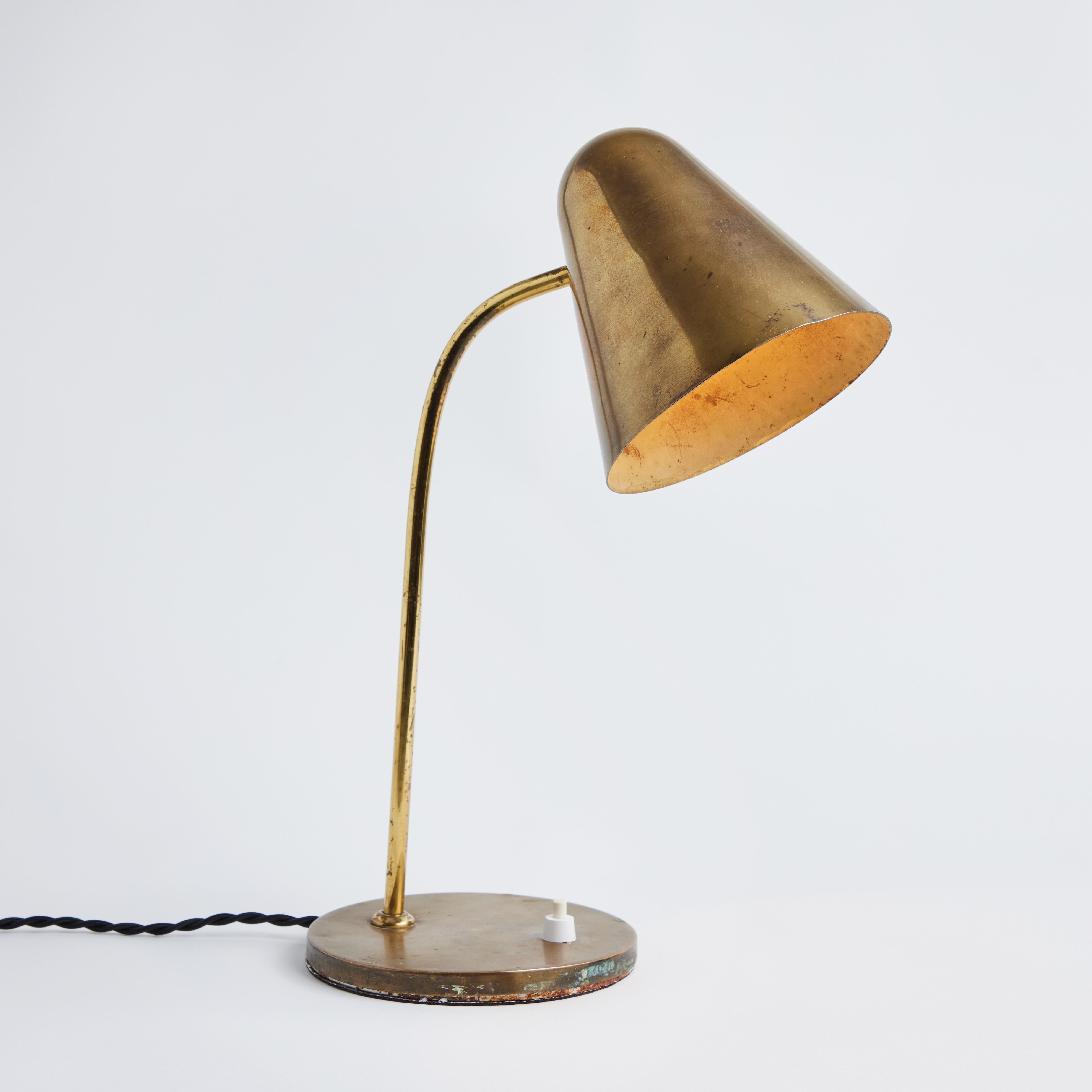 1950s Brass Table Lamp Attributed to Jacques Biny For Sale 2