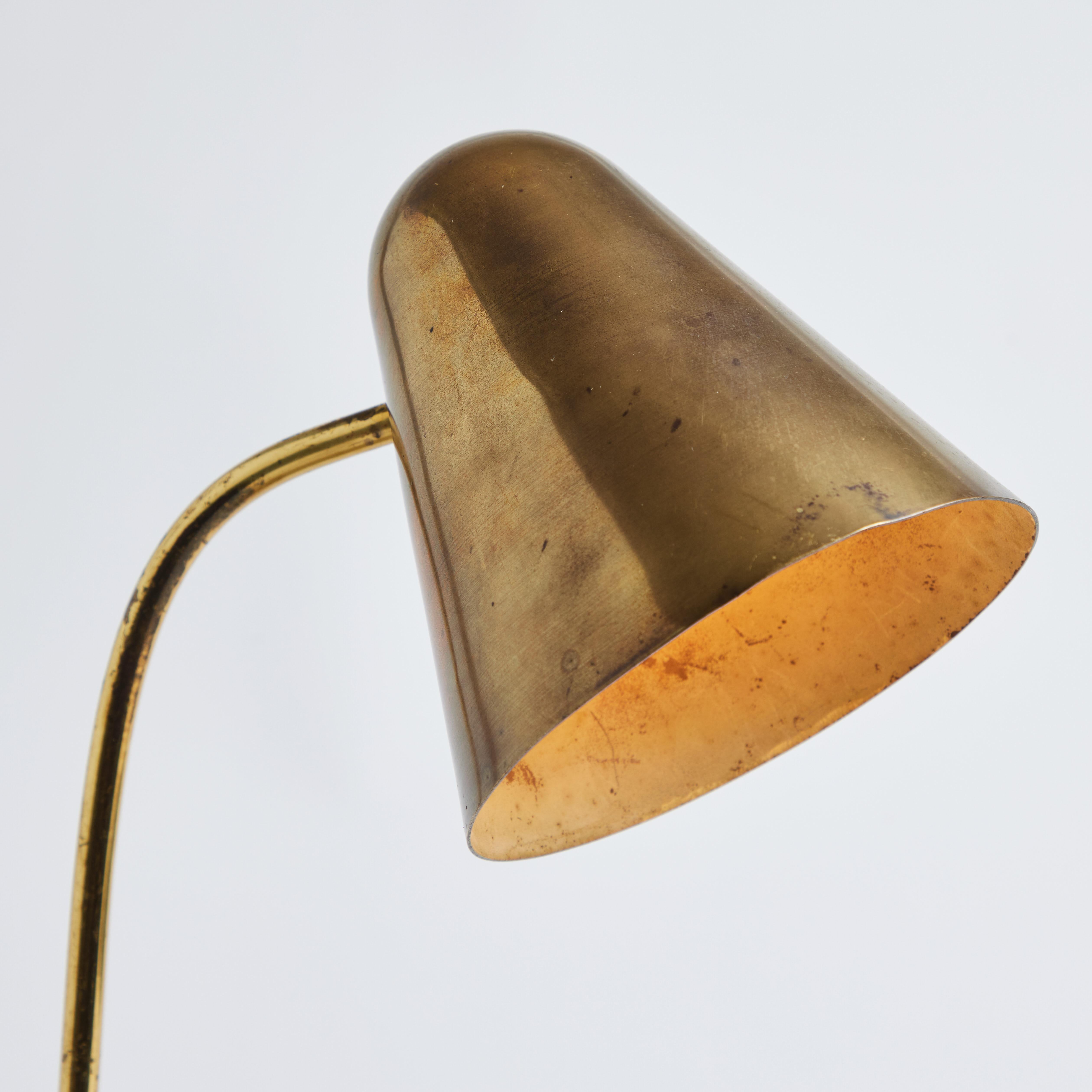 1950s Brass Table Lamp Attributed to Jacques Biny For Sale 3