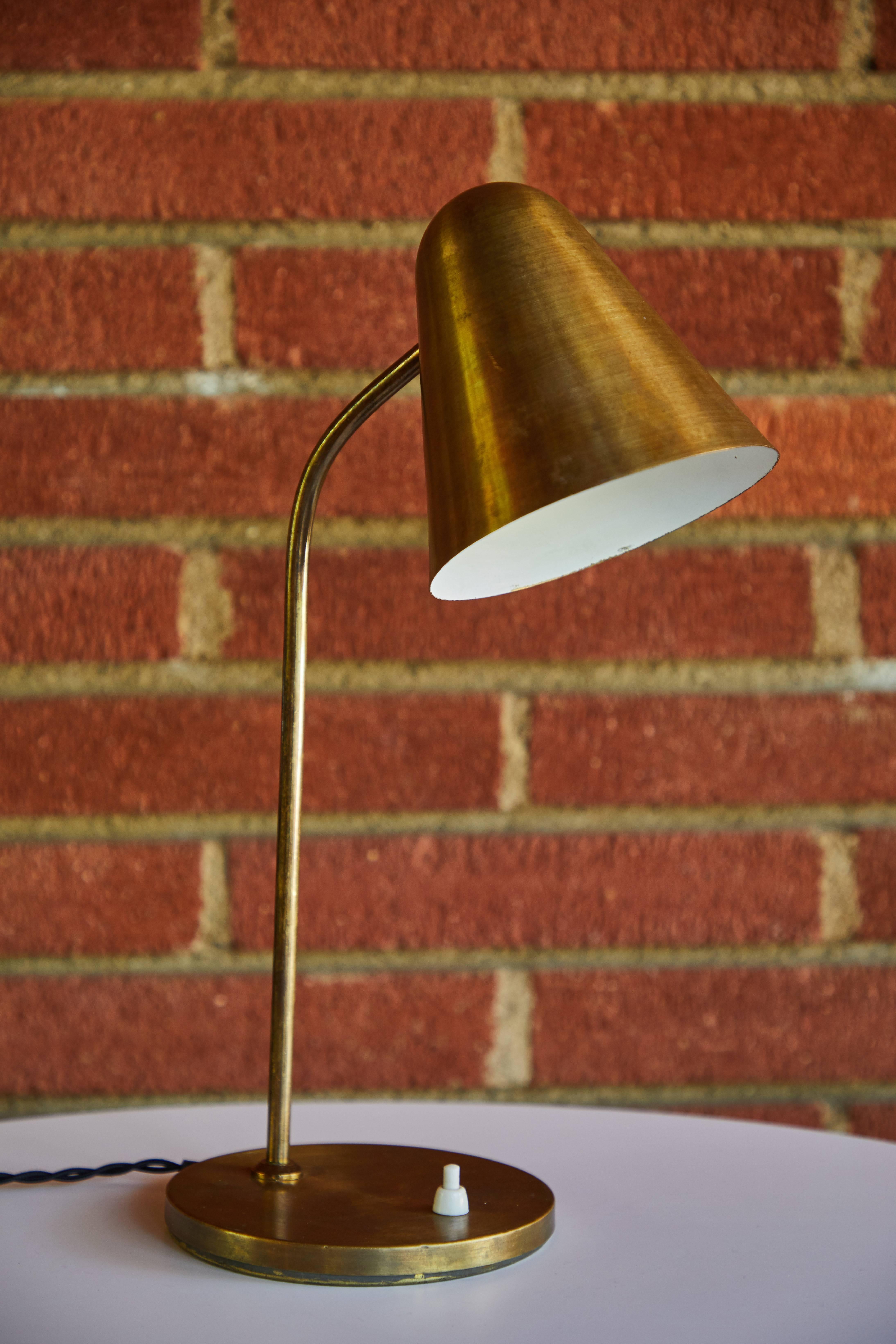 1950s Brass Table Lamp Attributed to Jacques Biny In Excellent Condition In Glendale, CA