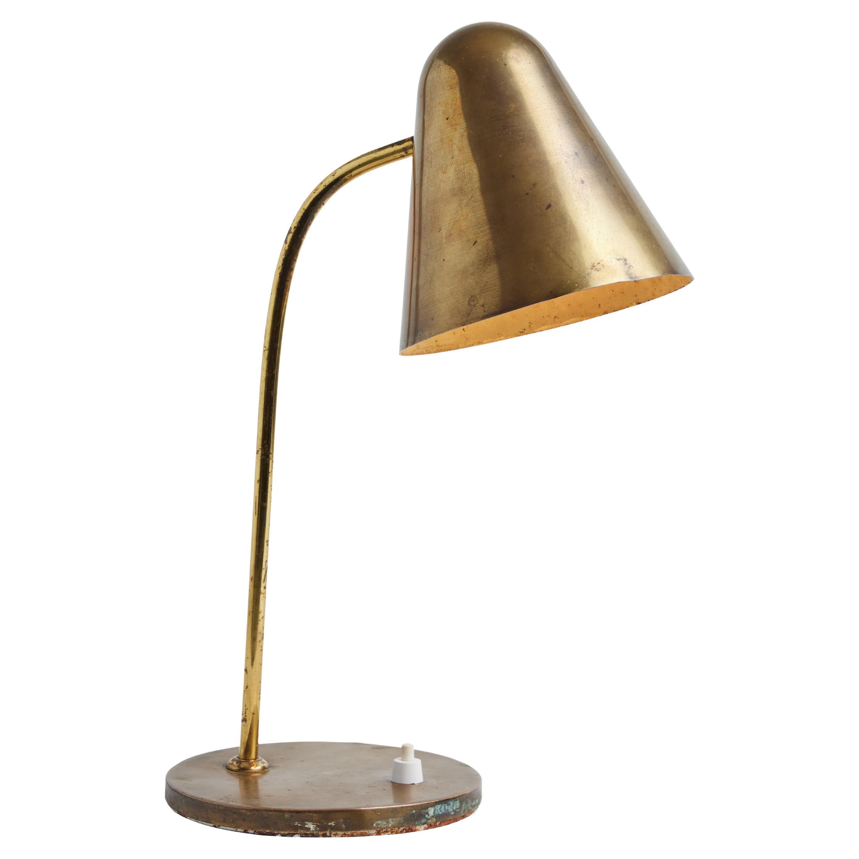 Lampe de table en laiton des années 1950 attribuée à Jacques Biny en vente