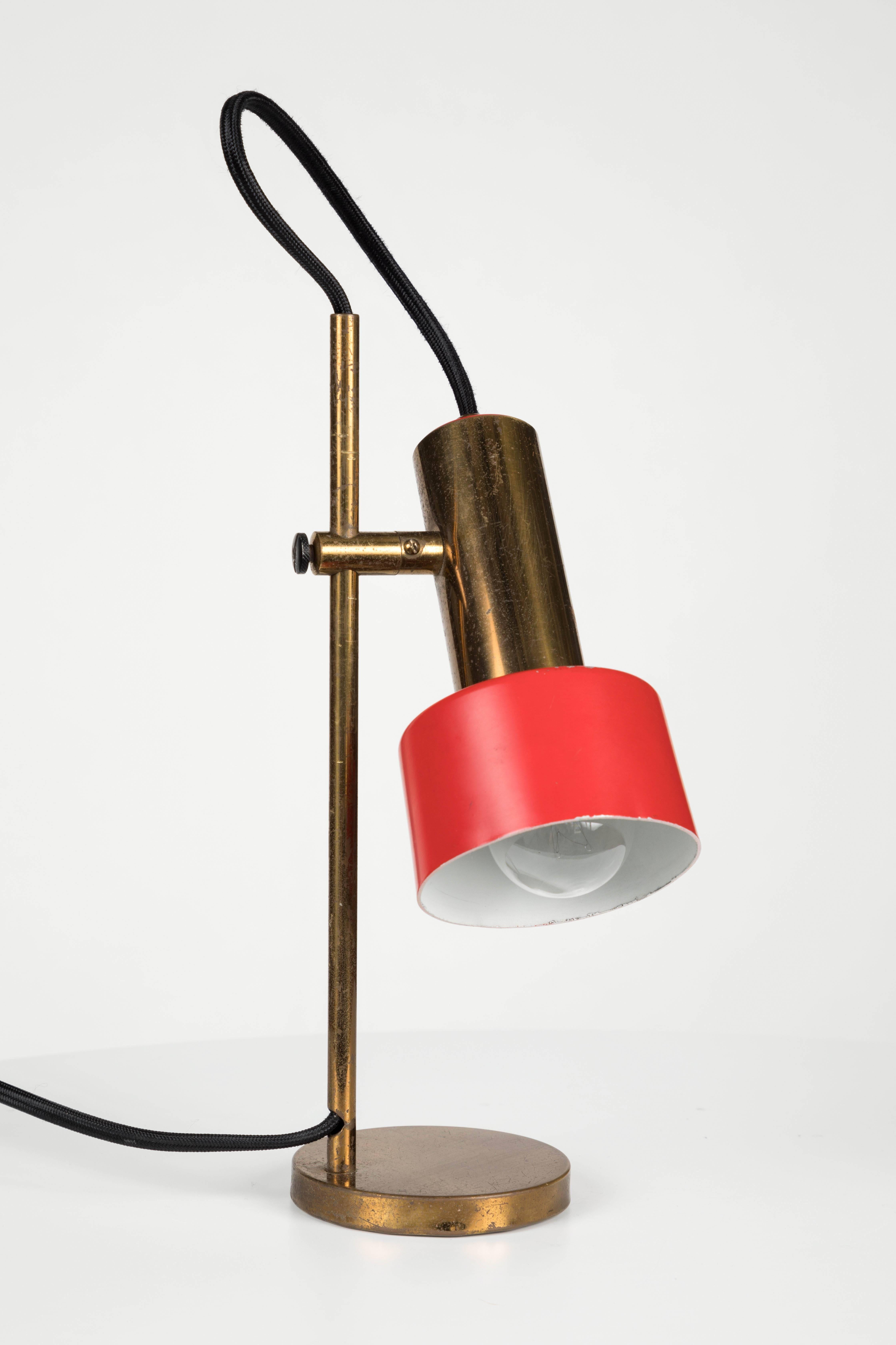 Painted 1950s Brass Table Lamp by Casey Fantin