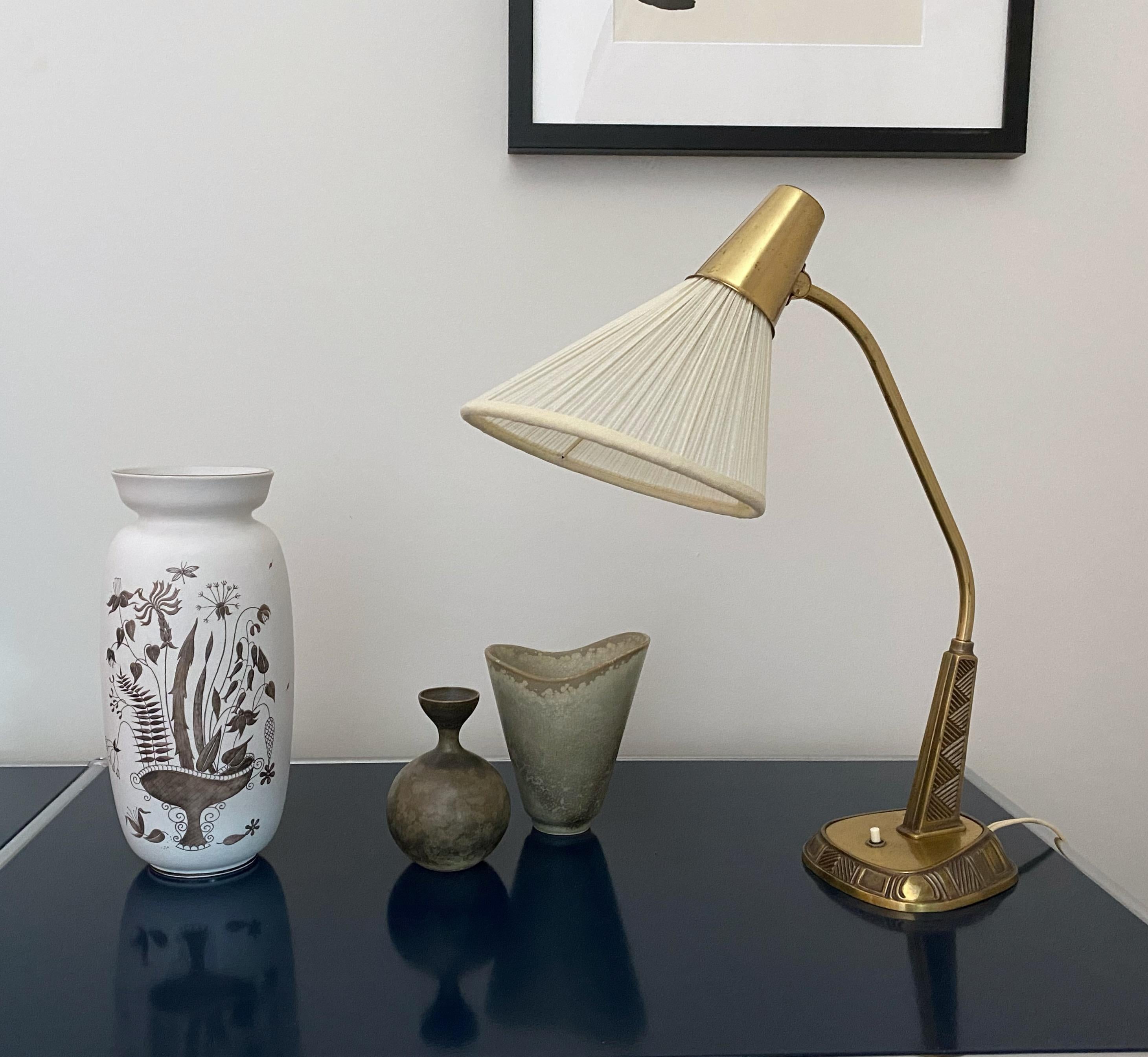 Swedish 1950's Brass Table Lamp Model E1139 by Sonja Katzin for ASEA For Sale