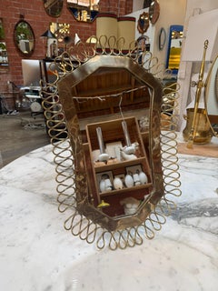 1950's Brass Table/Vanity Mirror with Looped Wire Frame