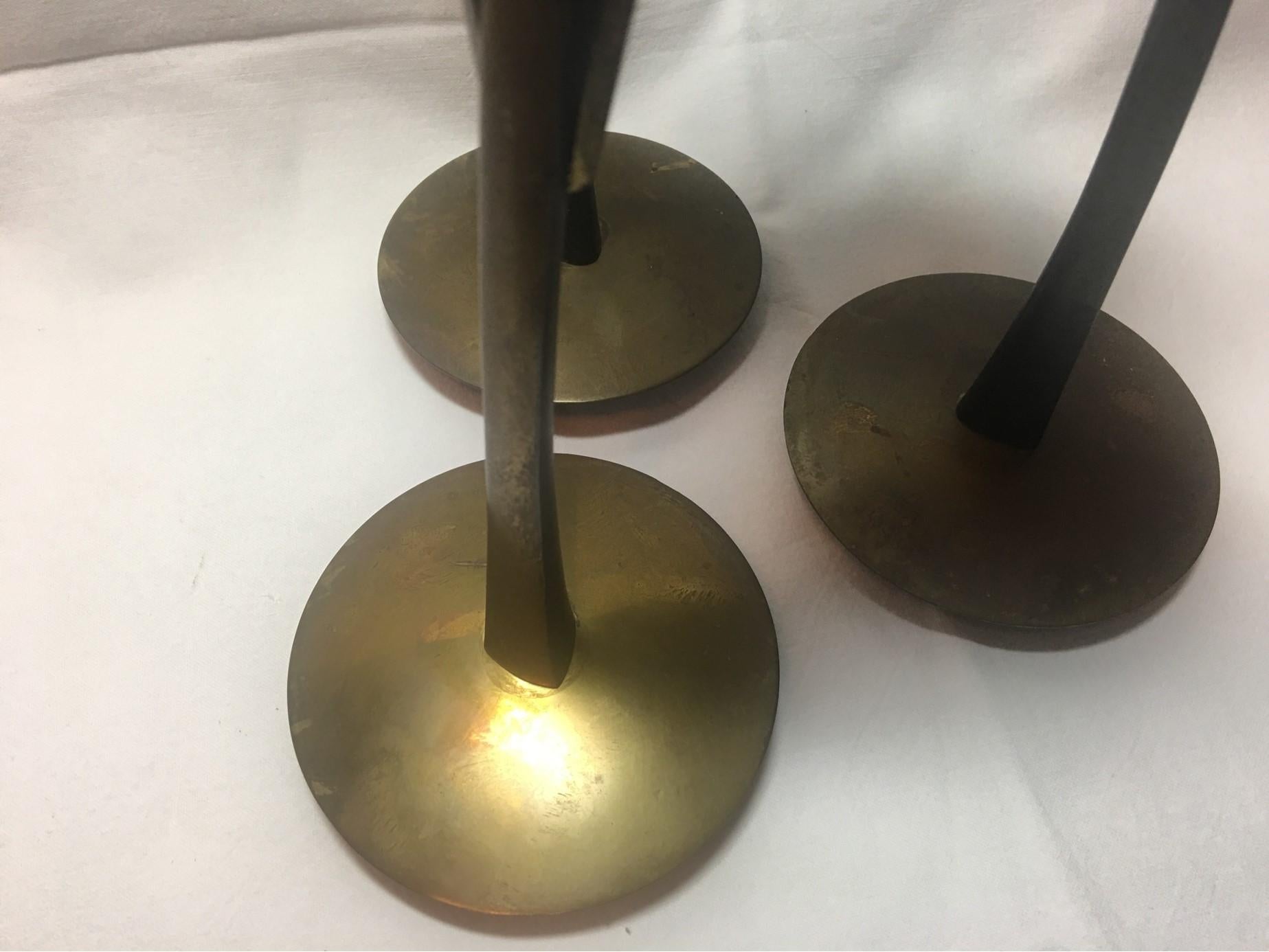 1950s Brass Three-Armed Candleholder by Klaus Ullrich for Faber & Schumacher For Sale 6