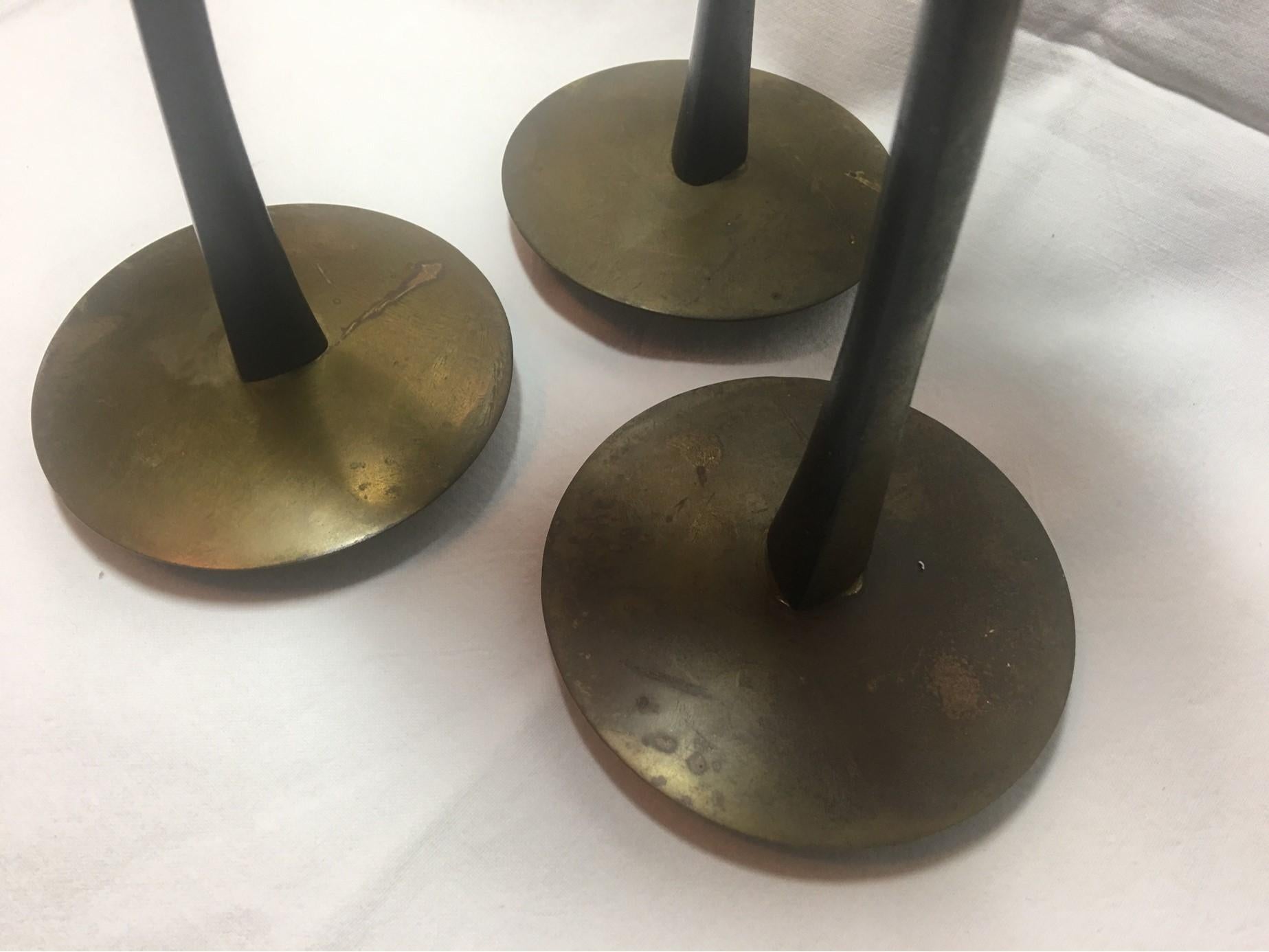 1950s Brass Three-Armed Candleholder by Klaus Ullrich for Faber & Schumacher For Sale 7