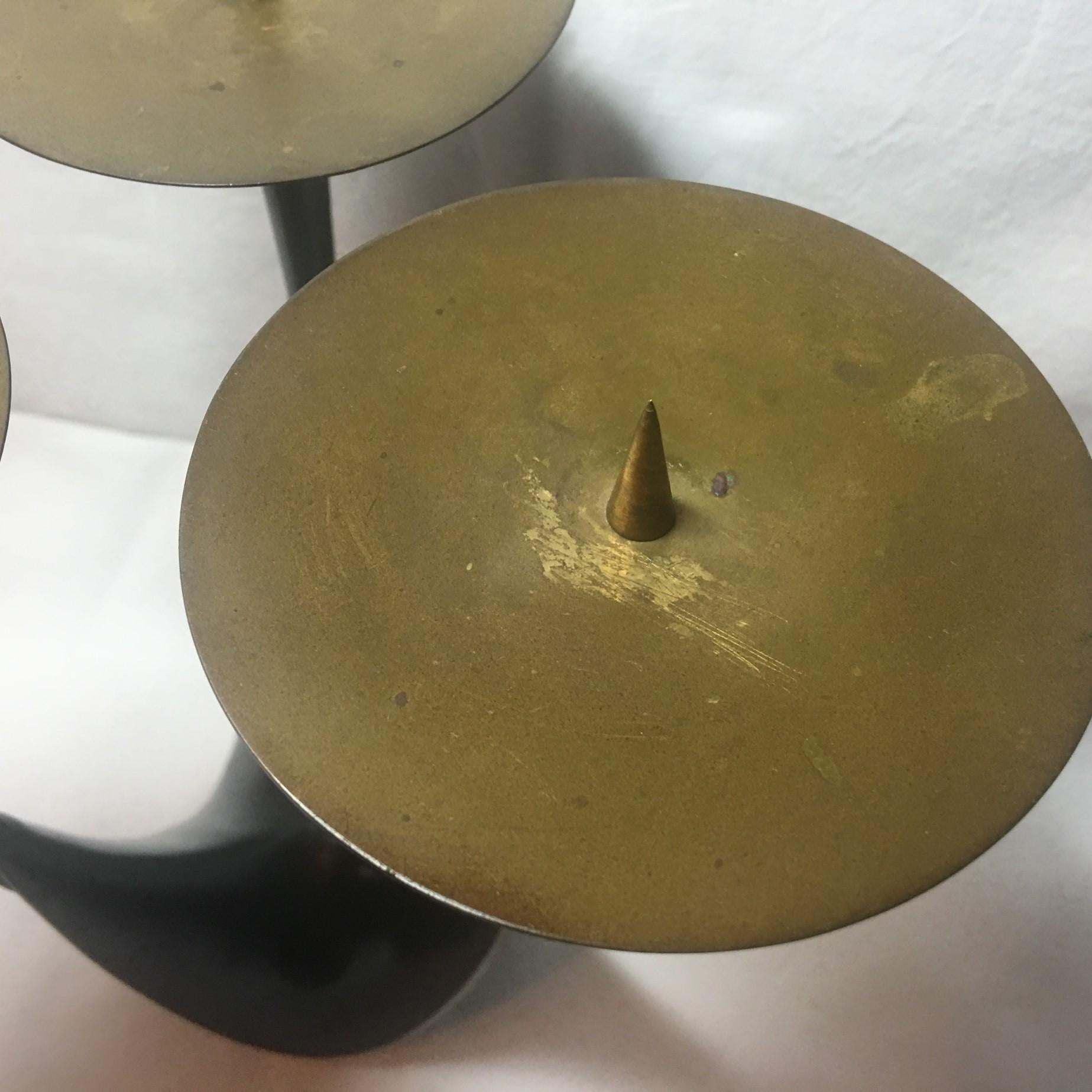 1950s Brass Three-Armed Candleholder by Klaus Ullrich for Faber & Schumacher For Sale 2