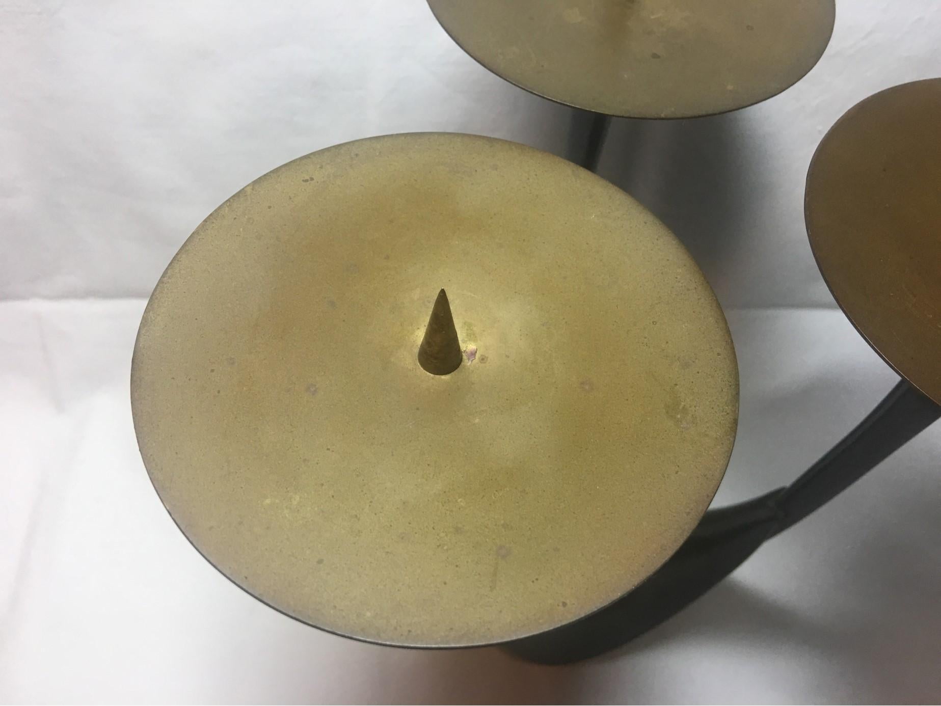 1950s Brass Three-Armed Candleholder by Klaus Ullrich for Faber & Schumacher For Sale 3
