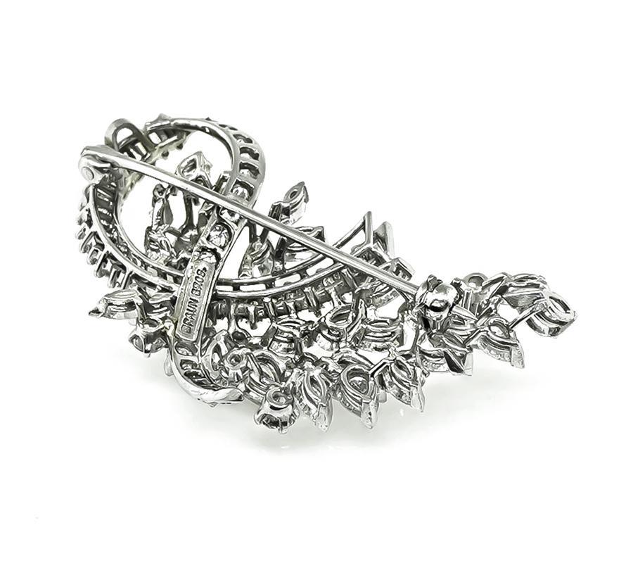 1950s Braun Bros 6.00ct Diamond Platinum Pin In Good Condition In New York, NY