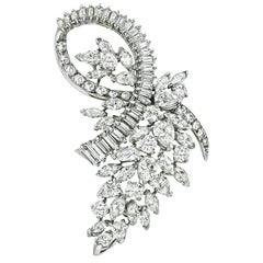 1950s Braun Bros 6.00ct Diamond Platinum Pin 1950s Braun Bros 6.00ct Diamond Platinum Pin