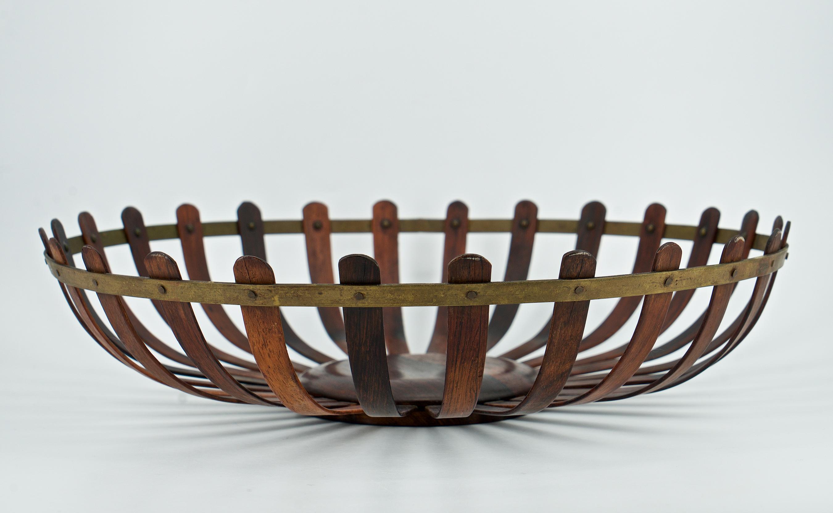 Hand-Crafted Brazilian Architectural Bowl Slatted Centerpiece Mid-Century like Oscar Niemeyer For Sale
