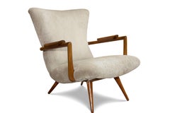 1950's Brazilian Modern Armchair in Hardwood & Fabric by Giuseppe Scapinelli
