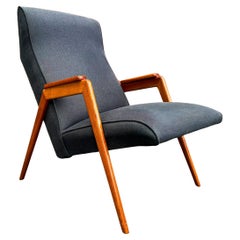 1950s Brazilian Modern Armchair in Pau Marfim Wood 
Fabric, Pierre Weckxx