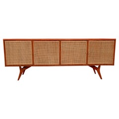 1950s Brazilian Modern Credenza in Hardwood & Caning by Forma