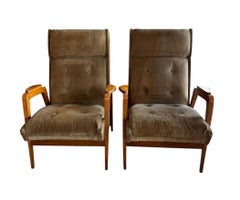 Poltrone in mohair brasiliano e legno di Pau Marfim degli anni '50 attribuite a Pierre Woodx