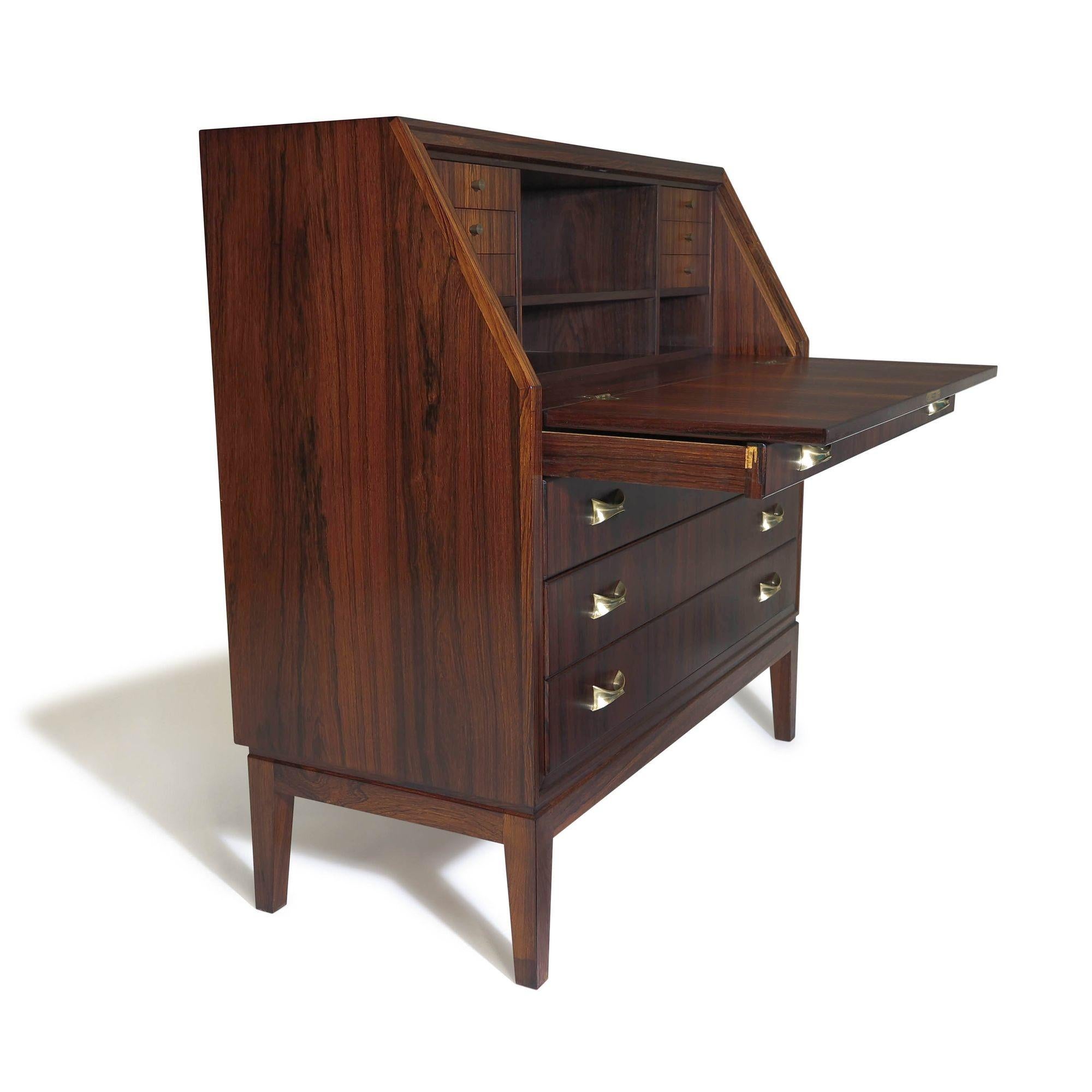1950's Brazilian Rosewood Danish Secretary Desk For Sale 1