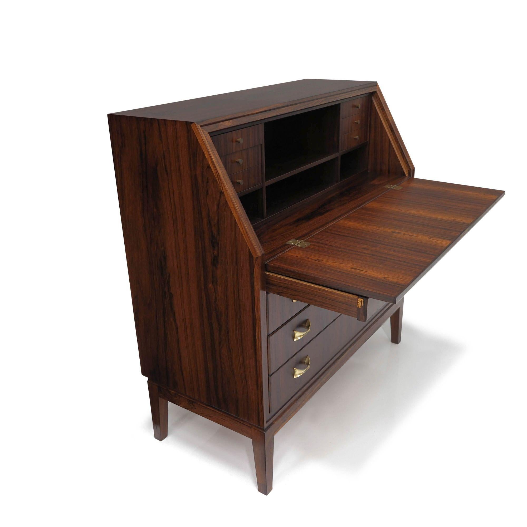 1950's Brazilian Rosewood Danish Secretary Desk For Sale 2