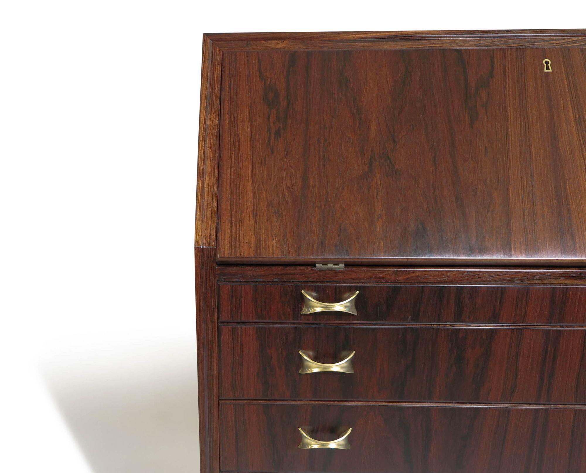 1950's Brazilian Rosewood Danish Secretary Desk For Sale 3