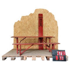 1950's Brewers Red Trestle Bench Set