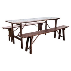 1950's Brewers Trestle Table And Bench Set