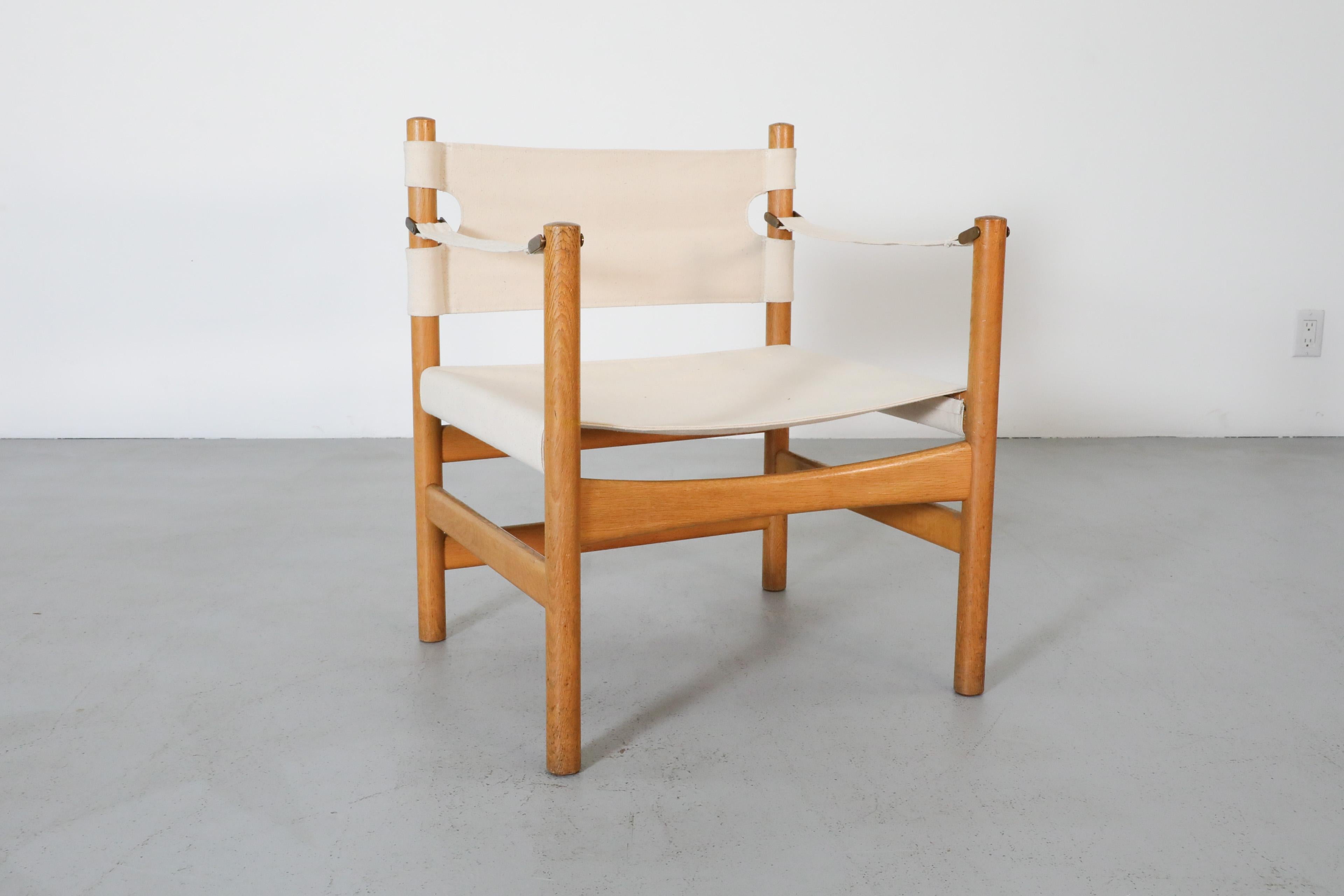 1950's Børge Mogensen #2231 Oak Safari Chair for Fredericia Stolefabrik For Sale 3