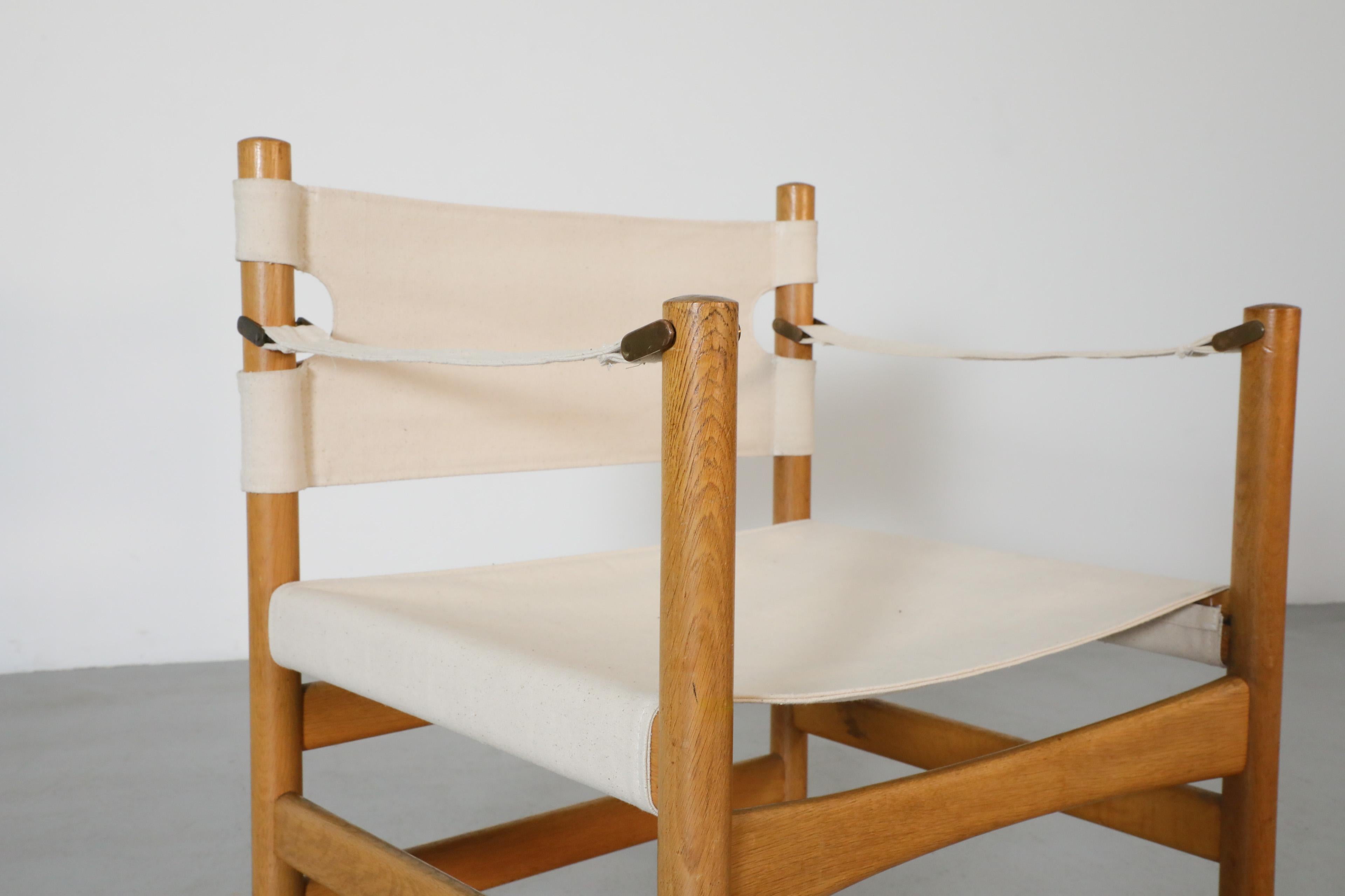 1950's Børge Mogensen #2231 Oak Safari Chair for Fredericia Stolefabrik For Sale 6
