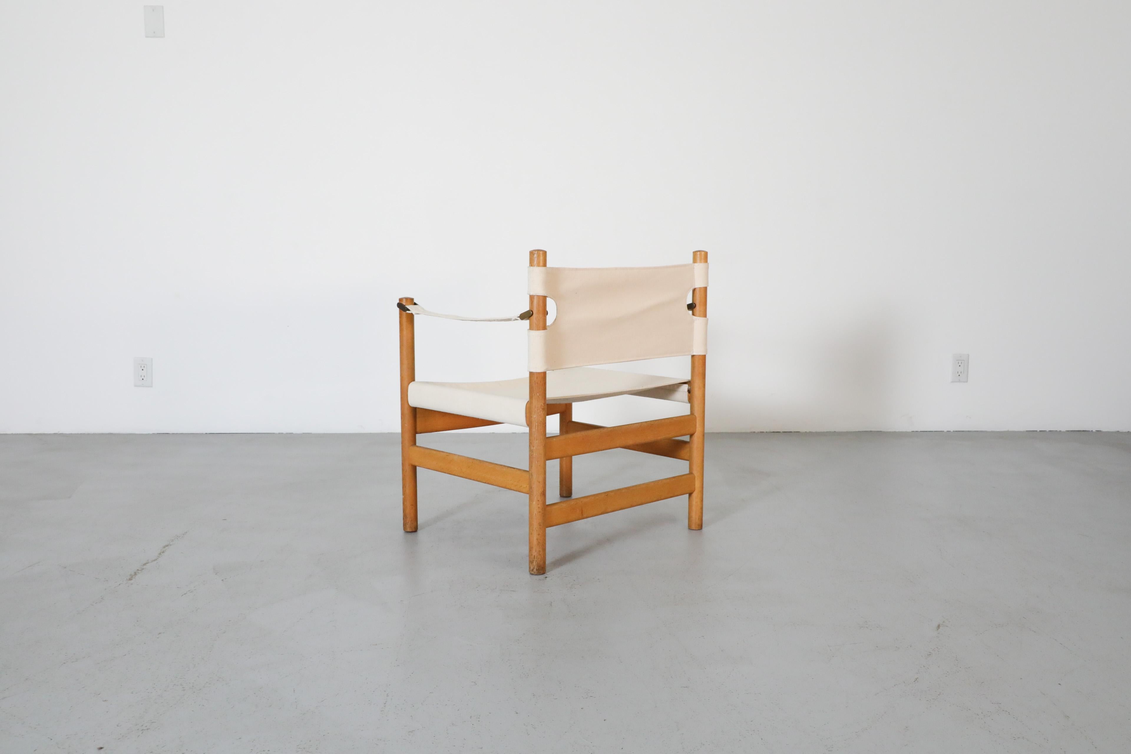 1950's Børge Mogensen #2231 Oak Safari Chair for Fredericia Stolefabrik In Good Condition For Sale In Los Angeles, CA