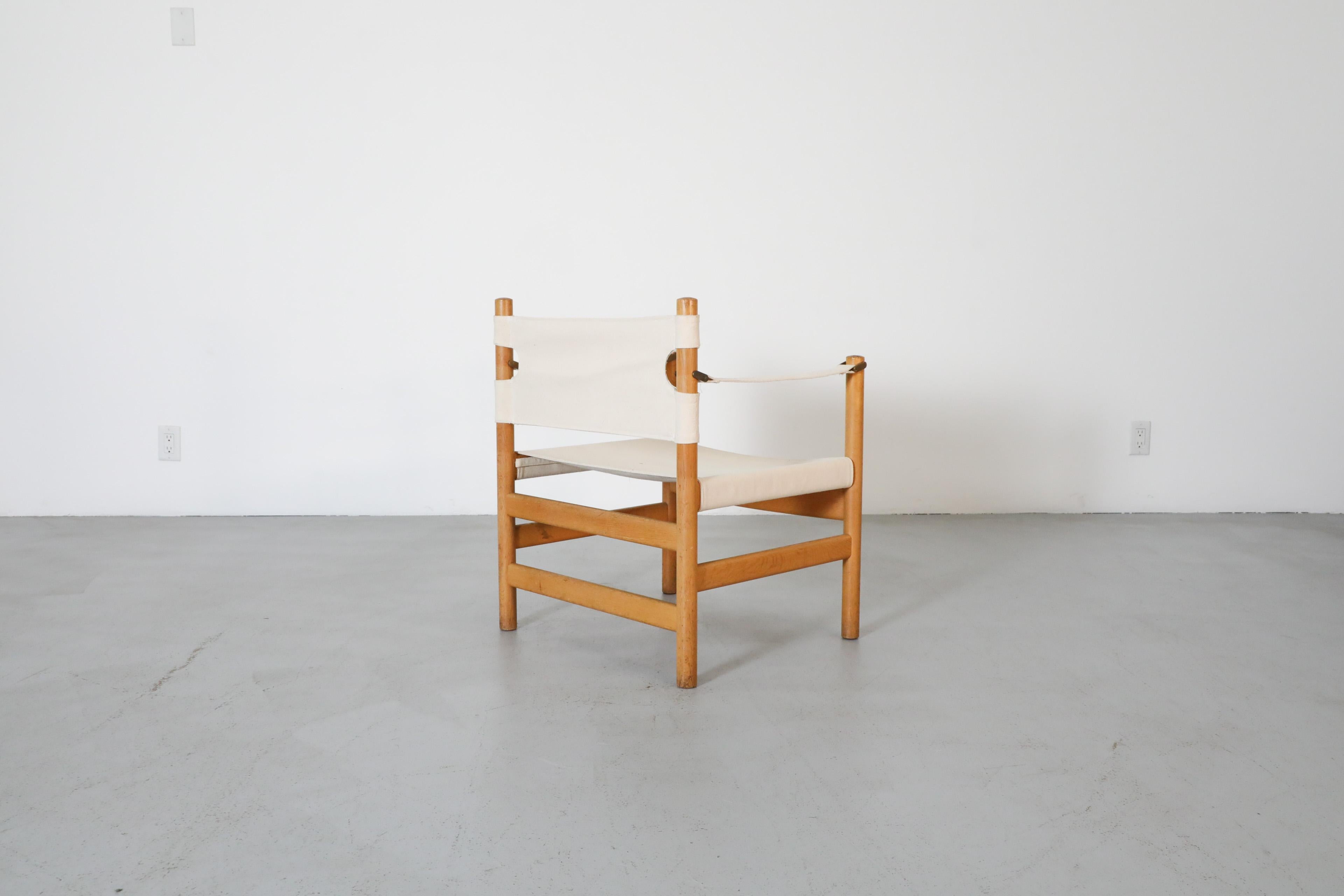 Brass 1950's Børge Mogensen #2231 Oak Safari Chair for Fredericia Stolefabrik For Sale