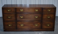 BRITISH BEVAN FUNNELL MILITARY CAMPAIGN SIDEBOARD BRASS FiTTINGS 1950'S