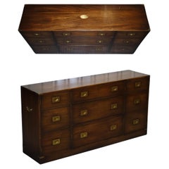 BRITISH BEVAN FUNNELL MILITARY CAMPAIGN SIDEBOARD BRASS FiTTINGS 1950'S