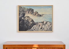 1950s British Coastal Scene Seascape Oil on Board Painting by Arthur E. Milne