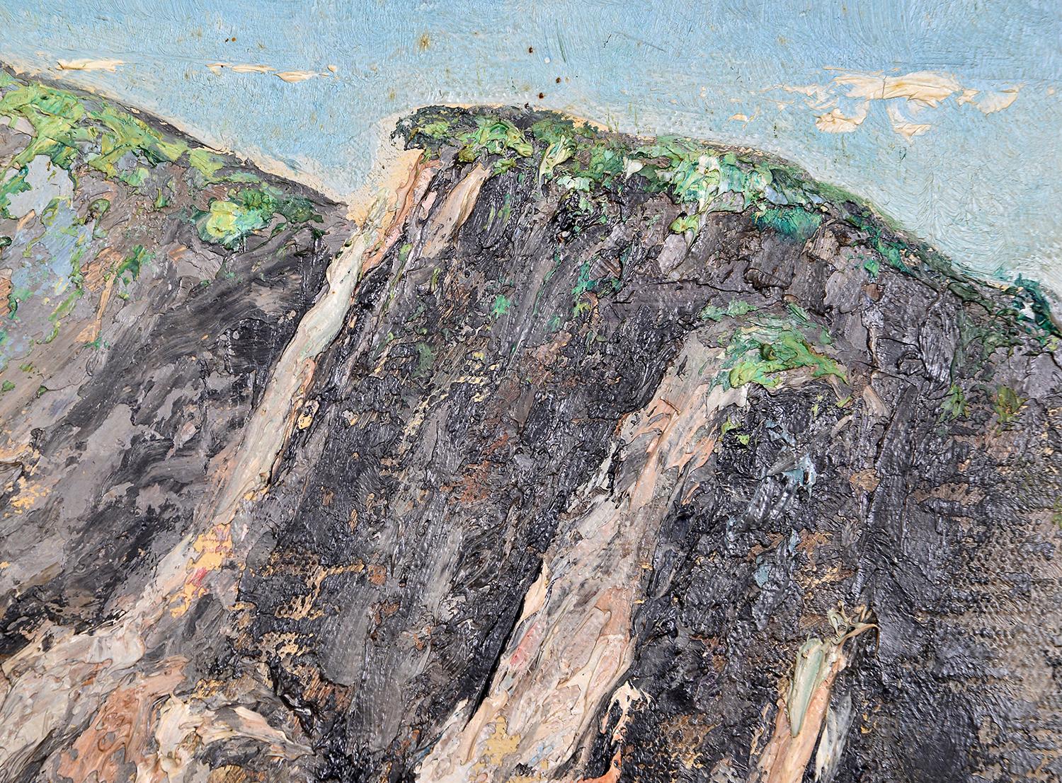 Peinture à l'huile sur panneau - Scène côtière britannique des années 1950 - Paysage marin par Arthur E. Milne en vente 1