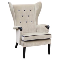  1950s British Wingback Armchair Upholstered in Velvet Textile