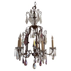 Used 1950s Bronze and Crystal Chandelier