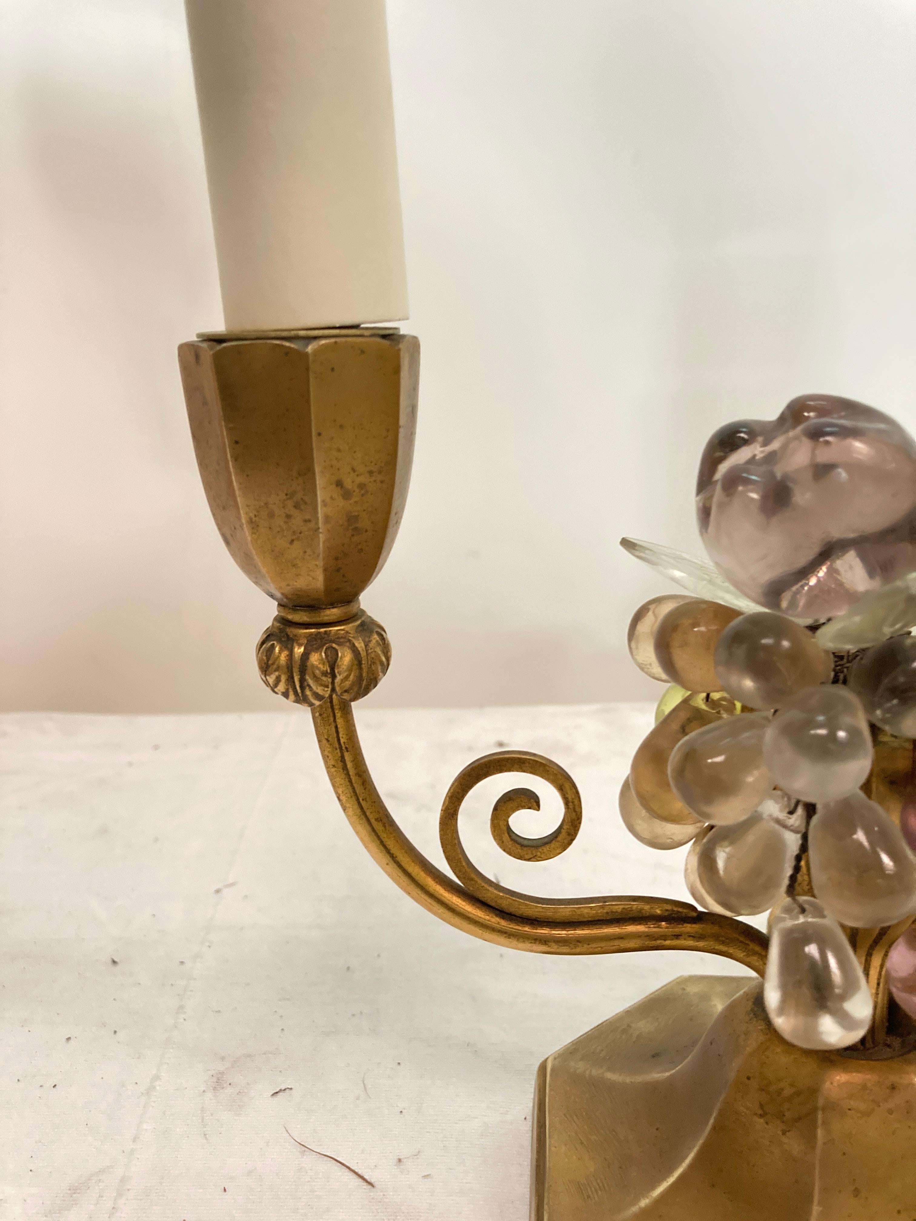 Early 20th Century 1950's bronze and glass lamps attributed to Maison Baguès For Sale