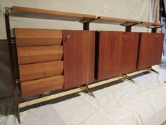 1950s Bronze and Italian Walnut Sideboard Palazzi Dell' Arte Exhibition Piece