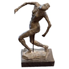 Scultura in bronzo di una ballerina degli anni '50
