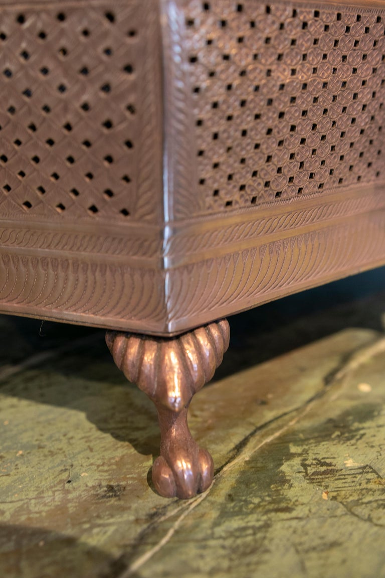 1950s Bronze DieCut Box with Lion Claw Stands For Sale at 1stDibs