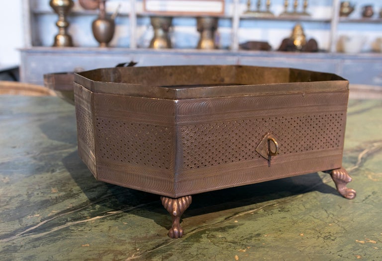 1950s Bronze DieCut Box with Lion Claw Stands For Sale at 1stDibs