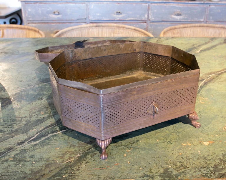 1950s Bronze DieCut Box with Lion Claw Stands For Sale at 1stDibs