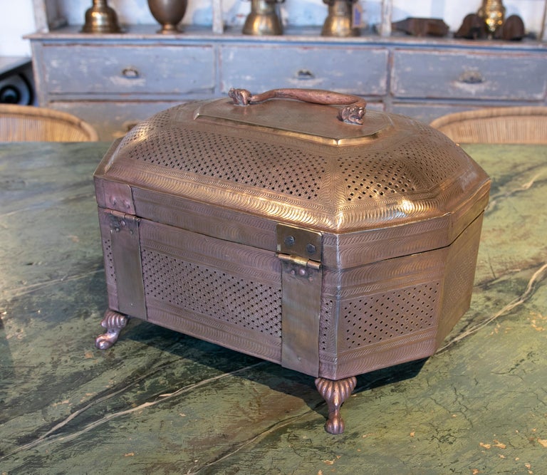 1950s Bronze DieCut Box with Lion Claw Stands For Sale at 1stDibs