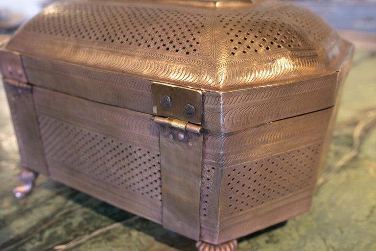 1950s Bronze DieCut Box with Lion Claw Stands For Sale at 1stDibs