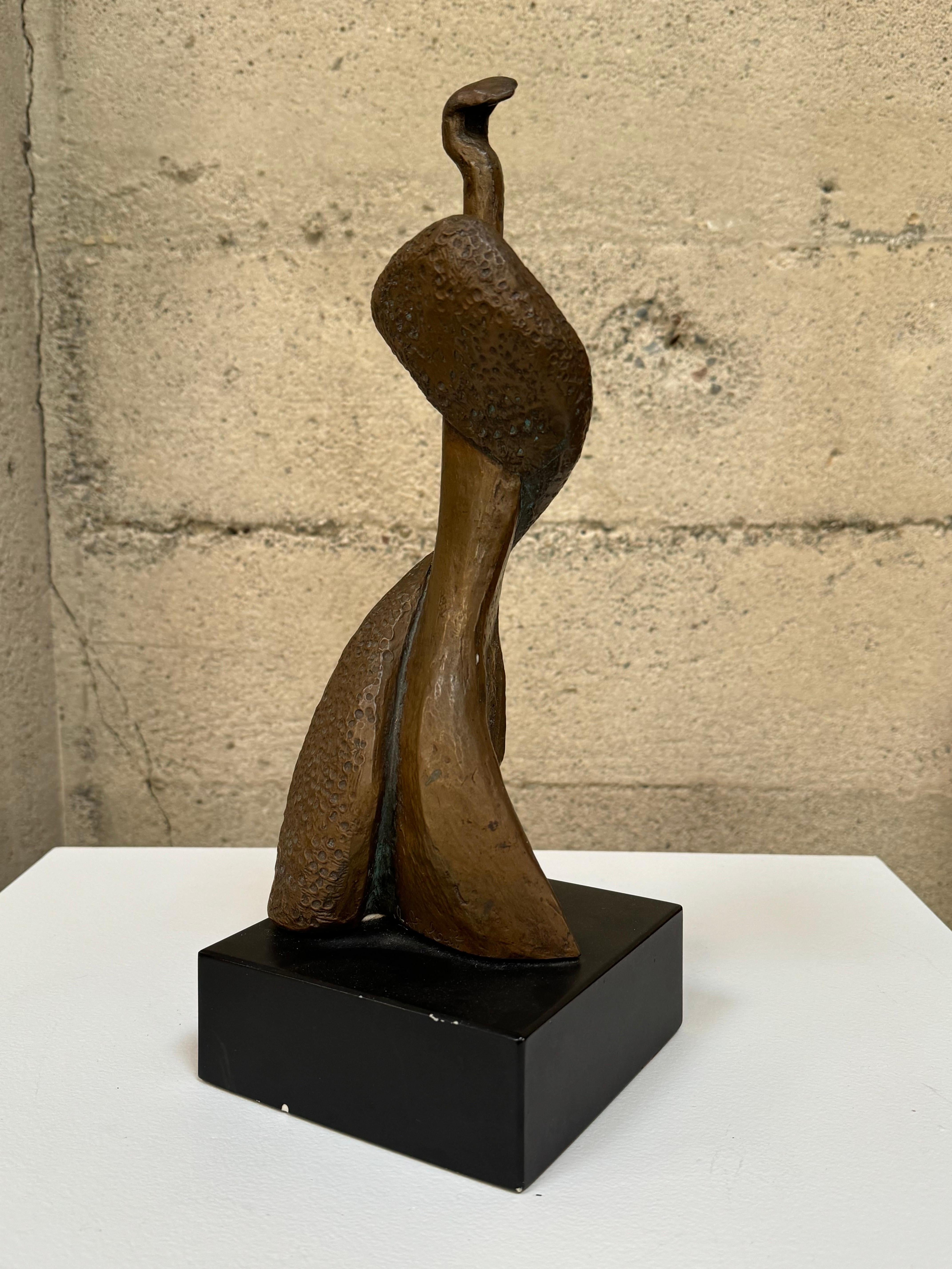 Mid-Century Modern 1950s Bronze Figurative Abstract Sculpture of an Upright Jazz Bass Player For Sale