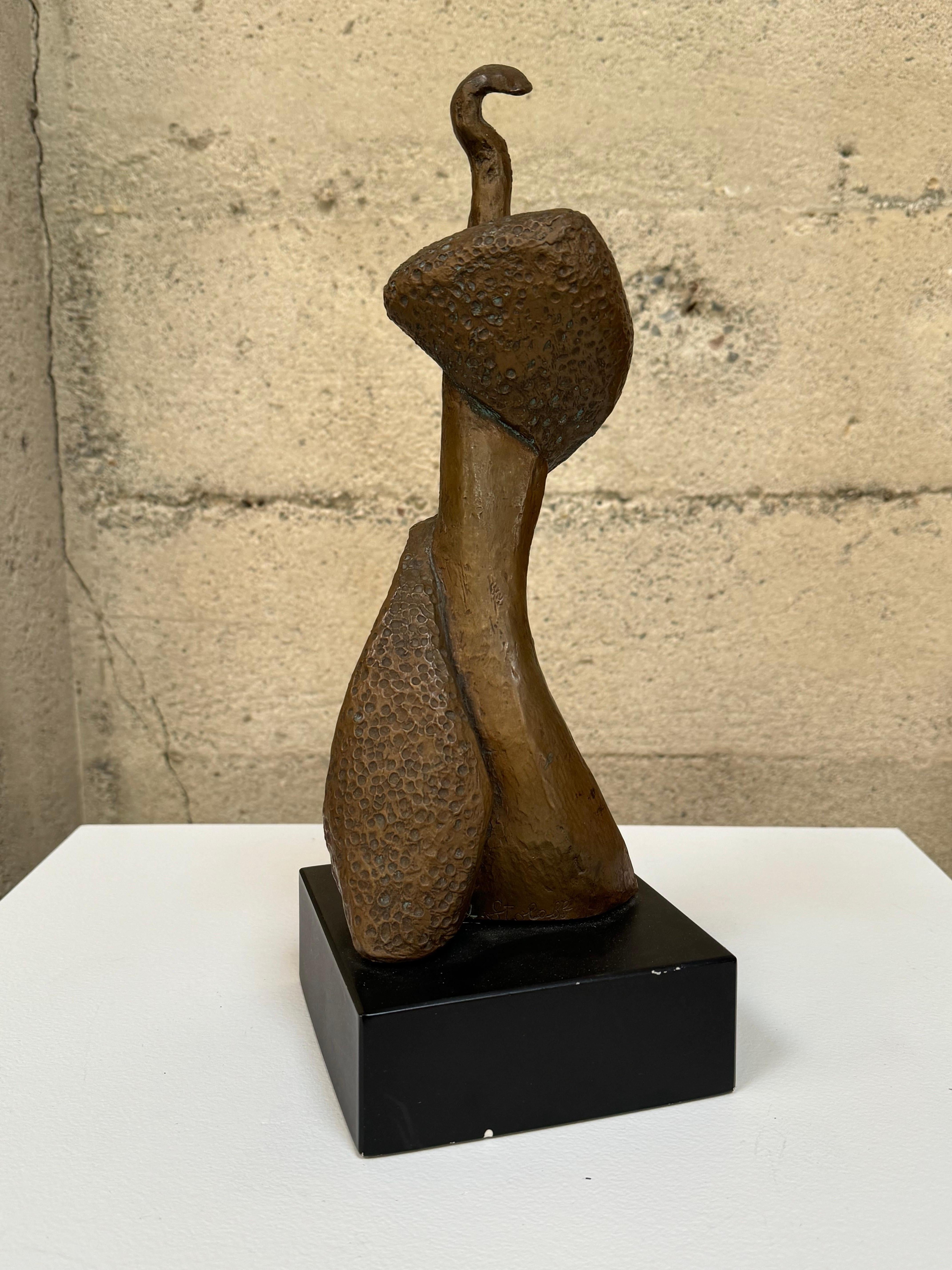 American 1950s Bronze Figurative Abstract Sculpture of an Upright Jazz Bass Player For Sale