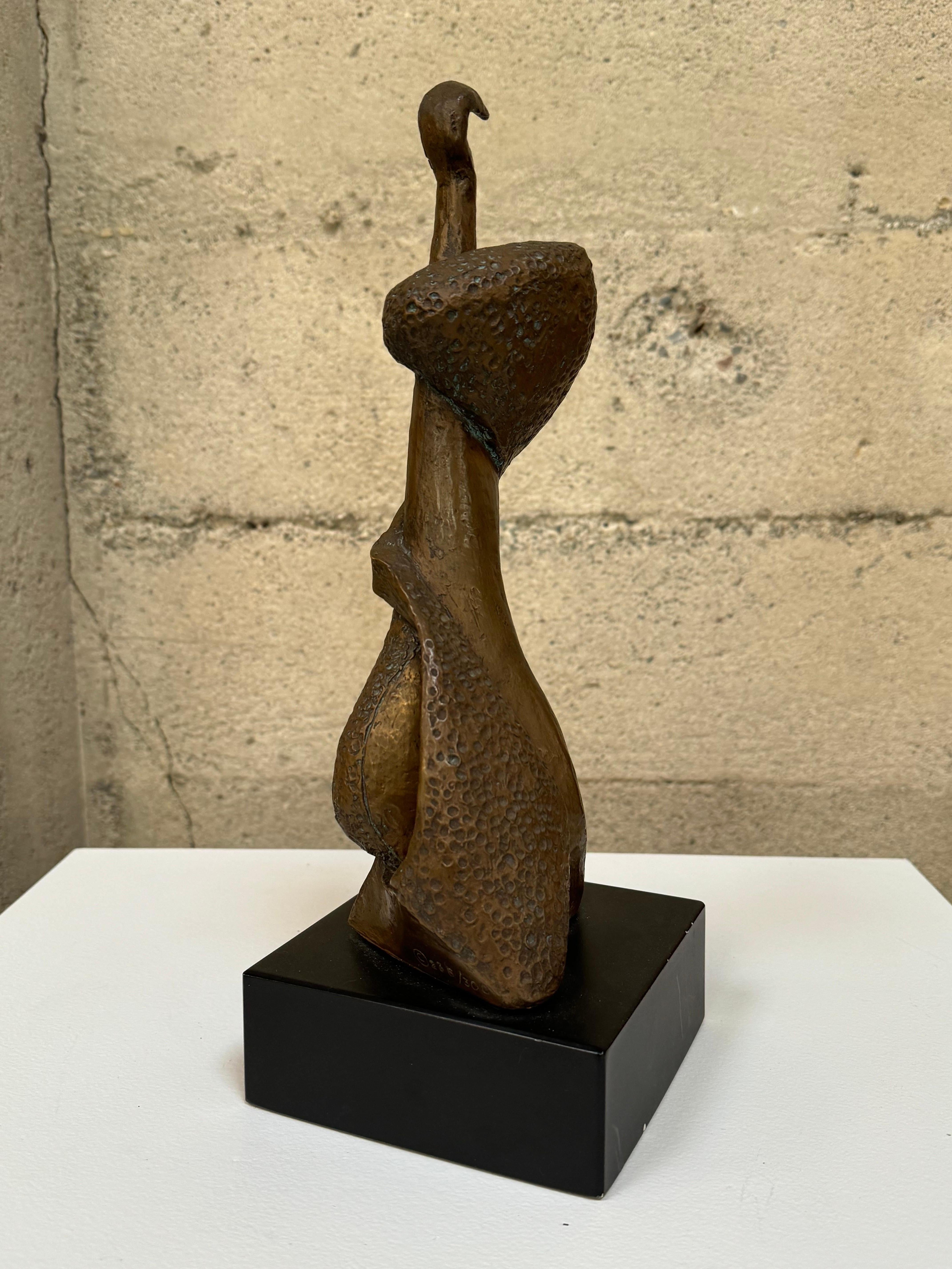 1950s Bronze Figurative Abstract Sculpture of an Upright Jazz Bass Player In Good Condition For Sale In Oakland, CA