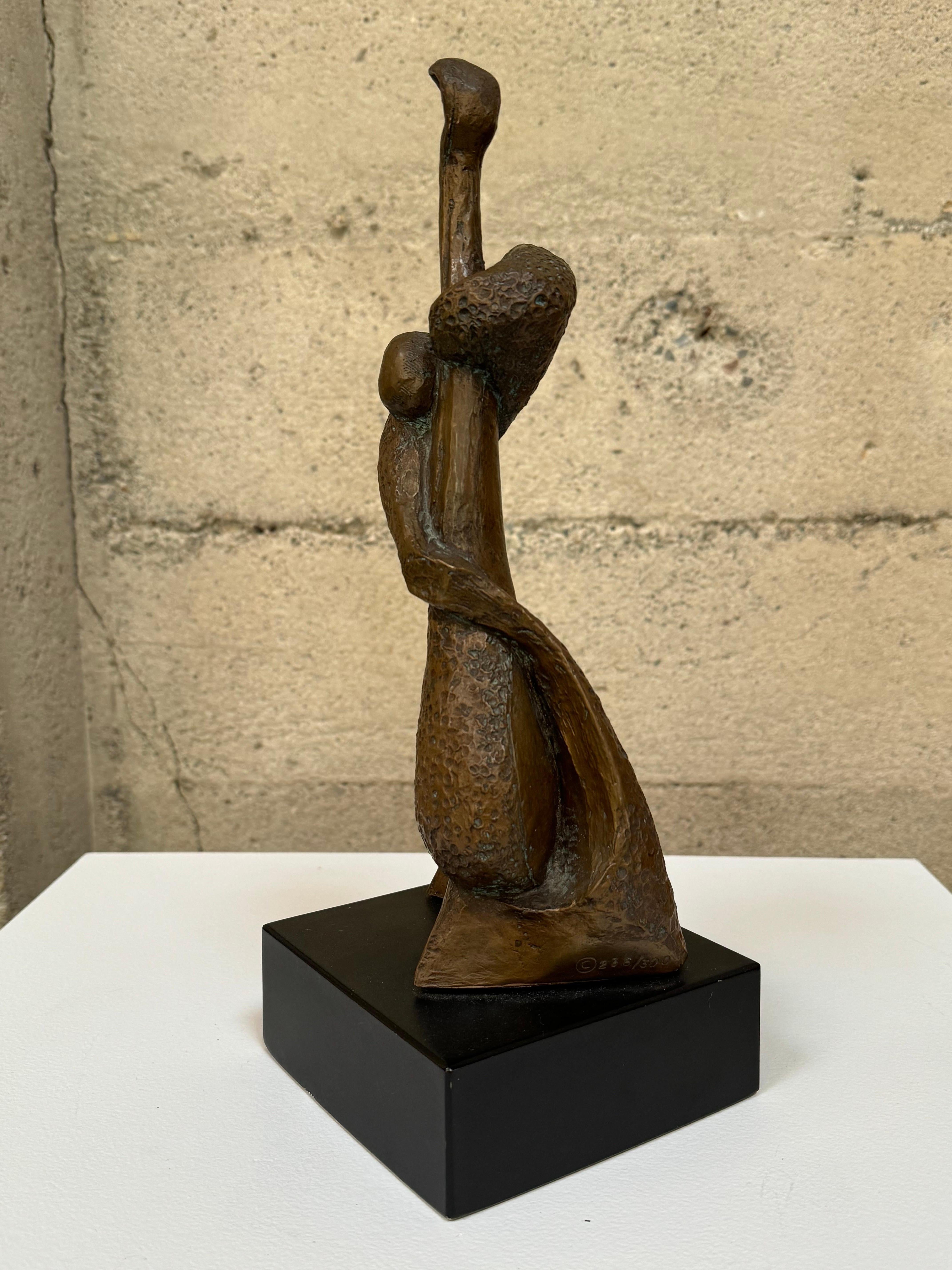 Mid-20th Century 1950s Bronze Figurative Abstract Sculpture of an Upright Jazz Bass Player  For Sale